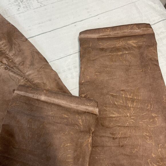 Alembika Pants size 1 (6/8) Brown Shimmery Floral Stretch Artsy Straight Leg - Picture 8 of 9